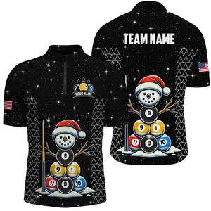 Custom Galaxy Funny Snow Billiard Balls Christmas Pool Shirts For Men, Xmas Billiard Shirts Jerseys TDM2963