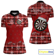 Load image into Gallery viewer, Funny Santa Dartboard Womens Darts Shirt Custom Red Plaid Snowflake Christmas Darts Jerseys Gifts TDM5182