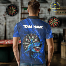 Load image into Gallery viewer, Personalized Shark Blue Darts Shirt For Men Custom Dart Jerseys Team Polo &amp; Quarter Zip TDM5191