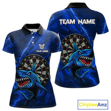 Load image into Gallery viewer, Personalized Shark Blue Darts Shirt For Women Custom Dart Jerseys Team Polo &amp; Quarter Zip TDM5191