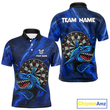 Load image into Gallery viewer, Personalized Shark Blue Darts Shirt For Men Custom Dart Jerseys Team Polo &amp; Quarter Zip TDM5191