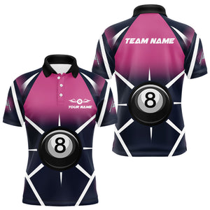 Personalized Pink Black 8 Ball Pool Billiard Shirt For Men, Billiard Sport Pool Team Jerseys TDM3209