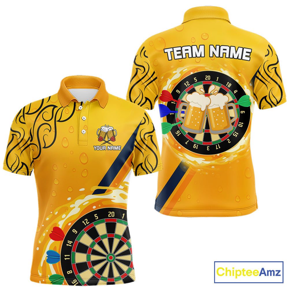 Personalized Funny Beer Tribal Darts Shirt For Men Custom Drinking Dart Team Jersey Polo & 1/4 Zip TDM5434