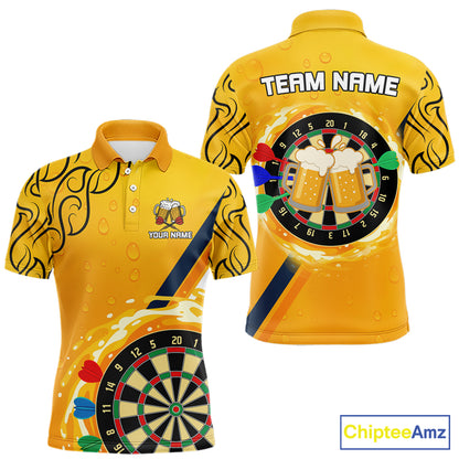 Personalized Funny Beer Tribal Darts Shirt For Men Custom Drinking Dart Team Jersey Polo & 1/4 Zip TDM5434