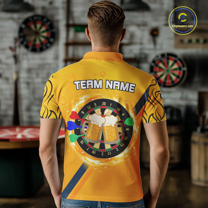 Personalized Funny Beer Tribal Darts Shirt For Men Custom Drinking Dart Team Jersey Polo & 1/4 Zip TDM5434