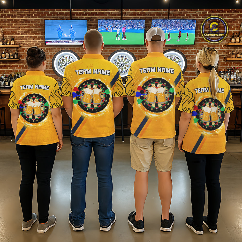 Personalized Funny Beer Tribal Darts Shirt For Women Custom Drinking Dart Team Jersey Polo & 1/4 Zip TDM5434