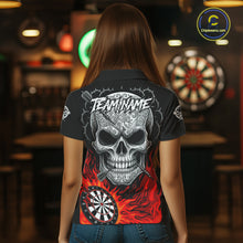 Load image into Gallery viewer, Black And Red Flaming Skull Darts Shirt For Women Custom Darts League Jersey Team Polo &amp; 1/4 Zip TDM5435