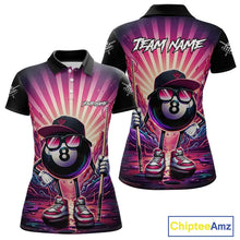 Load image into Gallery viewer, Funny 8 Ball Pool Neon Graffiti Billiard Shirt For Women Custom Billiard Jersey Team Polo &amp; 1/4 Zip TDM5443