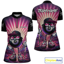 Load image into Gallery viewer, Funny 8 Ball Pool Neon Graffiti Billiard Shirt For Women Custom Billiard Jersey Team Polo &amp; 1/4 Zip TDM5443