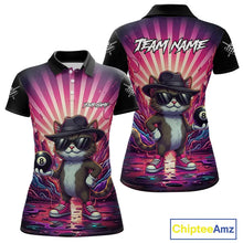 Load image into Gallery viewer, Funny Cat 8 Ball Billiard Shirt For Women Custom Neon Graffiti Billiard Jersey Team Polo &amp; 1/4 Zip TDM5444