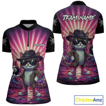 Load image into Gallery viewer, Funny Cat 8 Ball Billiard Shirt For Women Custom Neon Graffiti Billiard Jersey Team Polo &amp; 1/4 Zip TDM5444