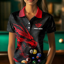 Load image into Gallery viewer, Personalized Red Black Dragon Billiard Balls Pool Shirts For Women, Billiard League Team Jerseys TDM3414