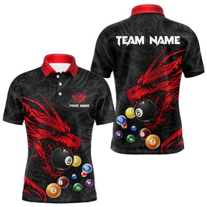 Personalized Red Black Dragon Billiard Balls Pool Shirts For Men, Billiard League Team Jerseys TDM3414