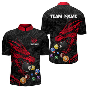 Personalized Red Black Dragon Billiard Balls Pool Shirts For Men, Billiard League Team Jerseys TDM3414