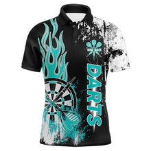 Load image into Gallery viewer, Personalized Turquoise Grunge Men Dart Shirts Custom Dart Jersey Team Polo &amp; 1/4 Zip, Dart Uniform TDM5702