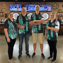 Load image into Gallery viewer, Personalized Turquoise Grunge Men Dart Shirts Custom Dart Jersey Team Polo &amp; 1/4 Zip, Dart Uniform TDM5702