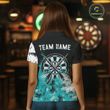 Load image into Gallery viewer, Personalized Turquoise Grunge Women Dart Shirts Custom Dart Jersey Team Polo &amp; 1/4 Zip, Dart Uniform TDM5702