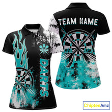 Load image into Gallery viewer, Personalized Turquoise Grunge Women Dart Shirts Custom Dart Jersey Team Polo &amp; 1/4 Zip, Dart Uniform TDM5702