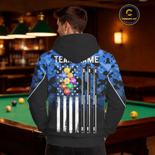 Load image into Gallery viewer, 9 Ball Pool Blue Camo Custom Billiard Hoodie For Men And Women, Patriotic US Flag 9 Ball Hoodie TDM5711