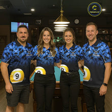 Load image into Gallery viewer, 9 Ball Pool Blue Camo Custom Billiard Shirts For Women, Patriotic US Flag Billiard Team Jerseys TDM5711