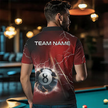 Load image into Gallery viewer, Personalized Red 3D Thunder Lightning 8 Ball Pool Billiard Shirts For Men, Billiard Team Jerseys TDM3548