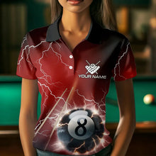 Load image into Gallery viewer, Personalized Red 3D Thunder Lightning 8 Ball Pool Billiard Shirts For Women, Billiard Team Jerseys TDM3548