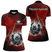 Load image into Gallery viewer, Personalized Red 3D Thunder Lightning 8 Ball Pool Billiard Shirts For Women, Billiard Team Jerseys TDM3548