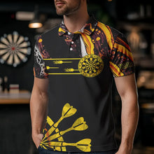 Load image into Gallery viewer, Yellow Golden Darts Tie Dye Polo &amp; Quarter Zip Custom Dart Shirts For Men Glowing Dart Jerseys TDM3709