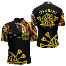 Load image into Gallery viewer, Yellow Golden Darts Tie Dye Polo &amp; Quarter Zip Custom Dart Shirts For Men Glowing Dart Jerseys TDM3709