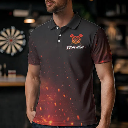 Red And Black Glowing Fire Grim Reaper Dart Shirts For Men Custom Dart Jerseys Polo & 1/4 Zip TDM3712