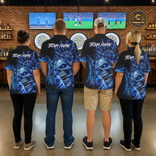 Load image into Gallery viewer, Blue Darts Skull Polo &amp; Quarter Zip Shirt For Women Custom Thunder Lighting Darts Team Jersey TDM6061
