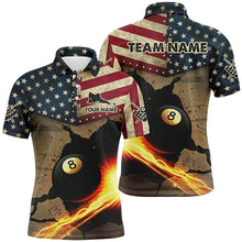 Load image into Gallery viewer, US Flag Funny 8 Ball Pool In Cracked Wall Custom Men Billiards Shirts, Father&#39;s Day Billiard Gifts TDM1606