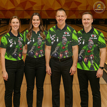 Load image into Gallery viewer, Custom Green Funny Zombie Bowling Shirt For Women, Bowling Team League Jersey Polo &amp; Quarter Zip TDM6498