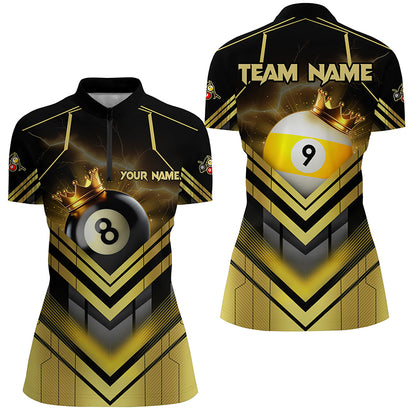 Personalized Billiard 8 Ball & 9 Ball Crown 3D Shirts For Women, Best Billiard Team Jerseys Attire TDM1807