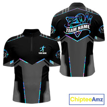Load image into Gallery viewer, Holographic bowling quarter zip shirt for men built for league play and tournaments.