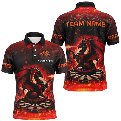 Darts Dragon Fire Flame 3D Printed Darts Shirts For Men Customized Team League Darts Jerseys |Red TDM2211