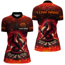 Load image into Gallery viewer, Darts Dragon Fire Flame 3D Printed Darts Shirts For Women Customized Team League Darts Jerseys |Red TDM2211