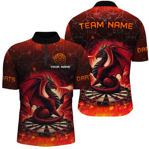 Darts Dragon Fire Flame 3D Printed Darts Shirts For Men Customized Team League Darts Jerseys |Red TDM2211