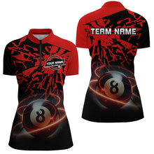 Load image into Gallery viewer, Personalized Red Billiard Ball 8 Thunder Pool Shirts For Women Custom Billiard Jerseys Short Sleeve TDM2483