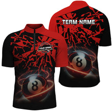 Load image into Gallery viewer, Personalized Red Billiard Ball 8 Thunder Pool Shirts For Men Custom Billiard Jerseys Short Sleeve TDM2483