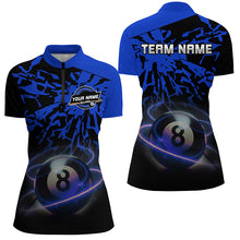 Load image into Gallery viewer, Personalized Blue Billiard Ball 8 Thunder Pool Shirts For Women Custom Billiard Jerseys Short Sleeve TDM2484