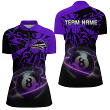Load image into Gallery viewer, Personalized Purple Billiard Ball 8 Thunder Pool Shirts For Women Custom Billiard Jersey Short Sleeve TDM2485