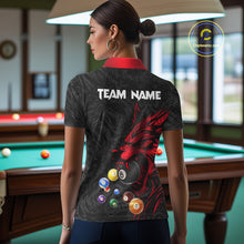 Load image into Gallery viewer, Personalized Wolf Billiard Balls Pool Shirts For Women, Black And Red Billiard League Team Jerseys TDM5202