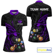 Load image into Gallery viewer, Personalized Wolf Billiard Balls Pool Shirt For Women, Black And Purple Billiard League Team Jersey TDM5203