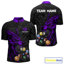 Load image into Gallery viewer, Personalized Wolf Billiard Balls Pool Shirt For Men, Black And Purple Billiard League Team Jersey TDM5203