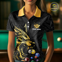 Load image into Gallery viewer, Personalized Wolf Billiard Balls Pool Shirts For Women, Black And Gold Billiard League Team Jerseys TDM5204
