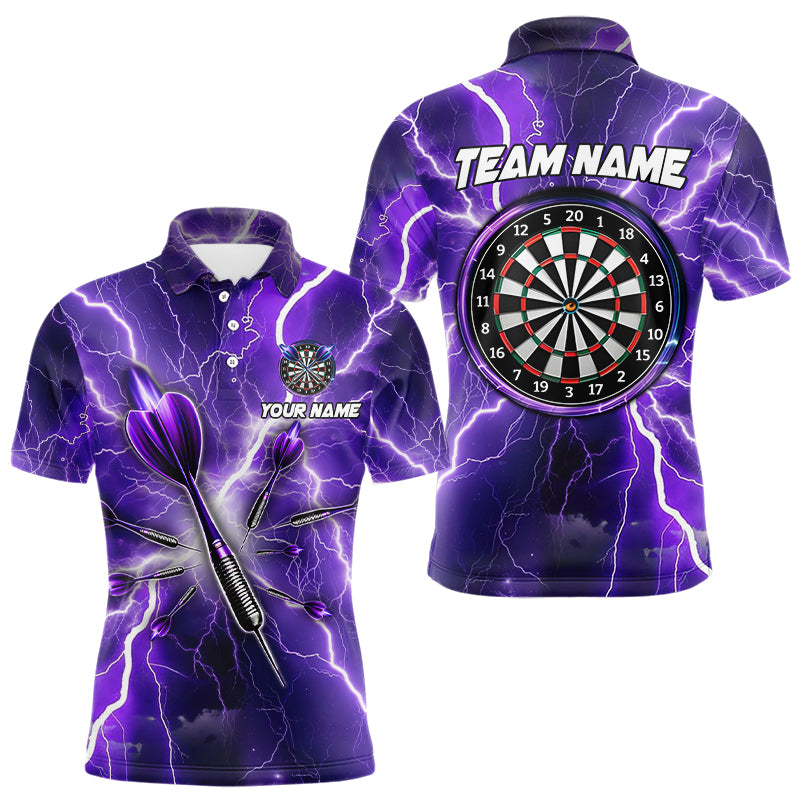 Purple Thunder Lightning 3D Women Darts Polo & Quarter Zip Custom Dart Shirts For Men Dart Jerseys TDM3212