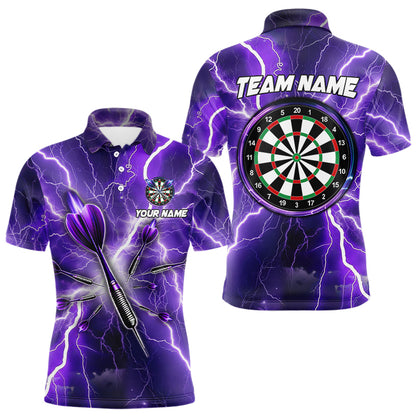 Purple Thunder Lightning Darts Polo & Quarter Zip Custom Dart Shirts For Men Dart Jerseys TDM3212