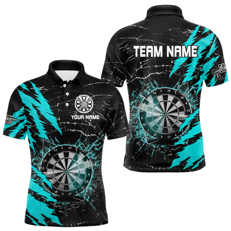 Black And Cyan Darts Board Break Glass Custom Dart Shirts For Men, Darts Team Shirts Dart Jerseys TDM3216