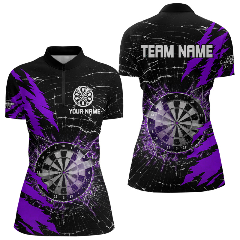 Black And Purple Darts Board Break Glass Custom Dart Shirts For Women, Darts Team Shirts Dart Jerseys TDM3217